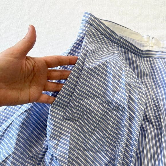 J. Crew Circle Skirt Zip Women Juniors Pocket Blue White Striped Mini Lined 12 - Picture 5 of 8